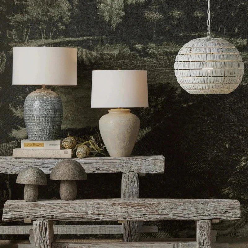 Agatha Rustic Textured Ceramic Table Lamp - LOOMLAN - Currey & Co - Table Lamps