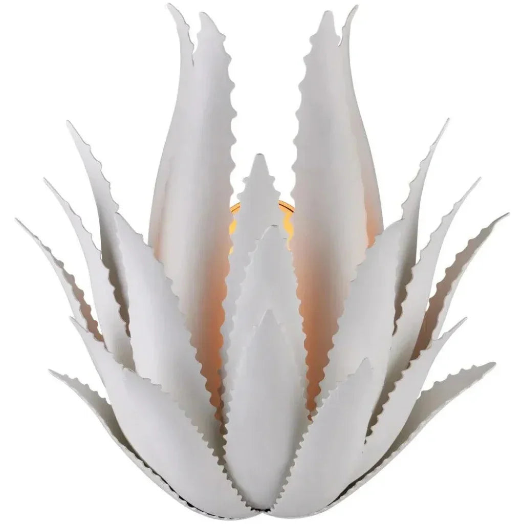 Agave Iron White Wall Sconce - LOOMLAN - Currey & Co - Wall Sconces
