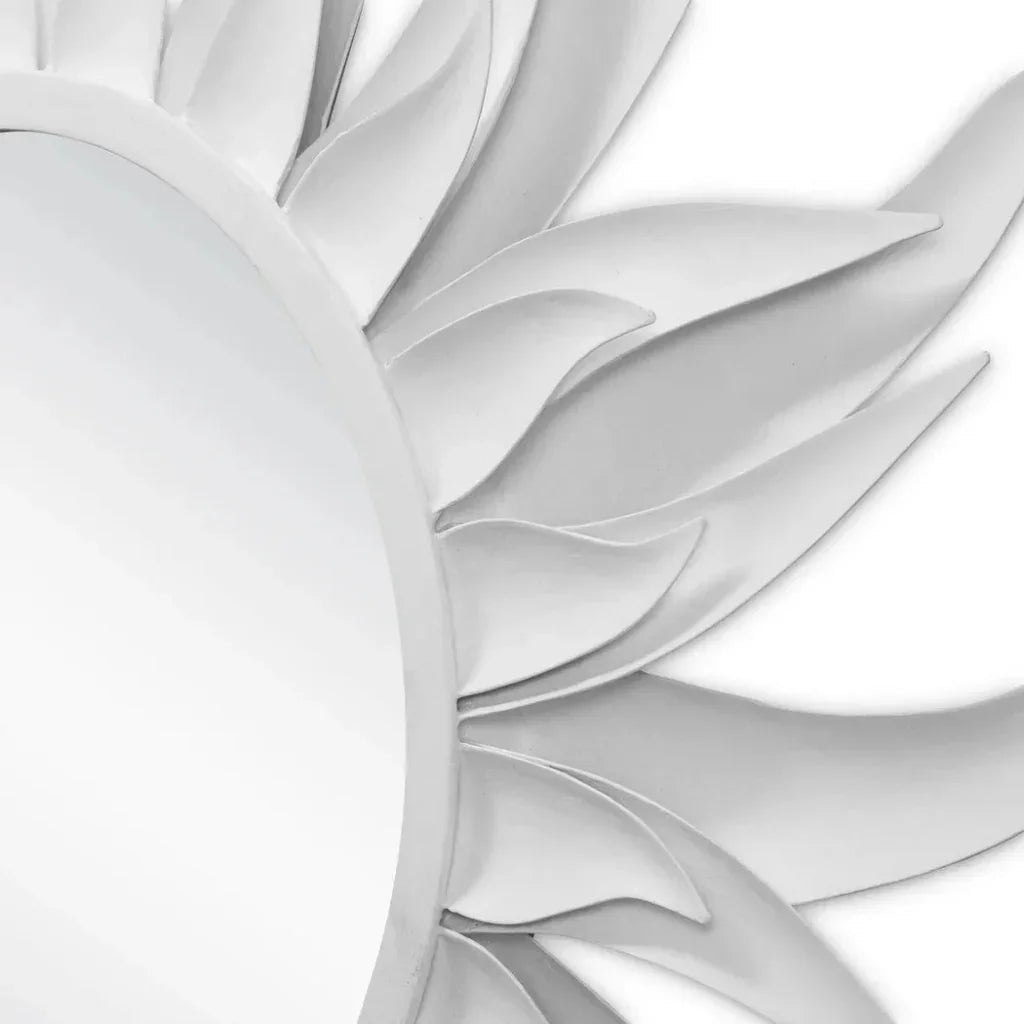 Agave Round White Mirror - LOOMLAN - Currey & Co - Wall Mirrors
