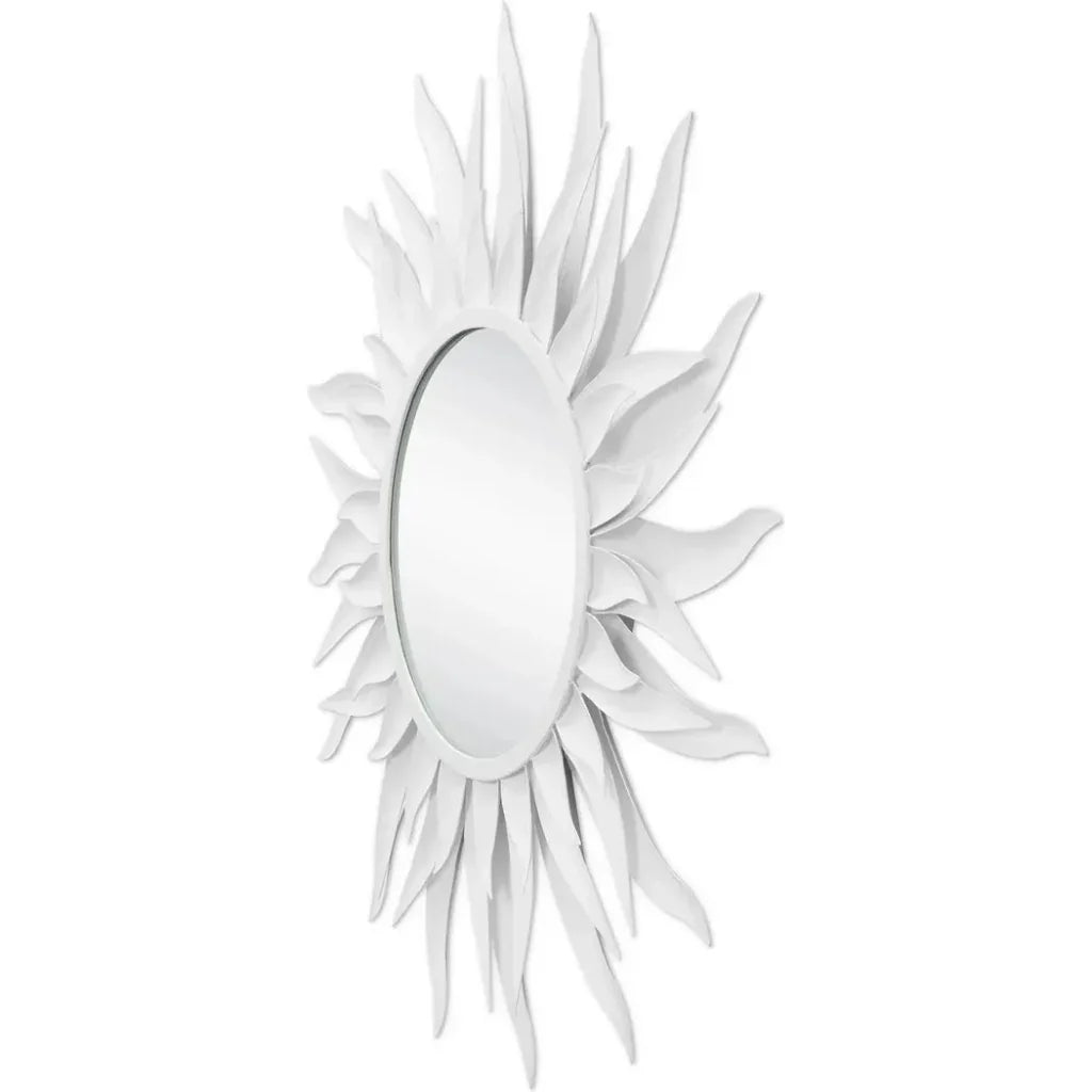Agave Round White Mirror - LOOMLAN - Currey & Co - Wall Mirrors