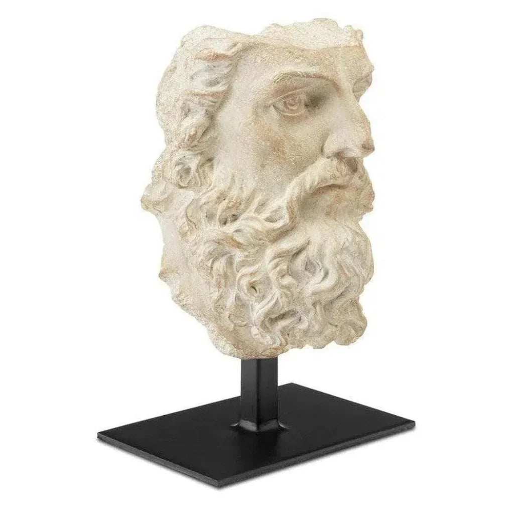 Aged Beige Black Head of Zeus - LOOMLAN - Currey & Co - Statues & Sculptures