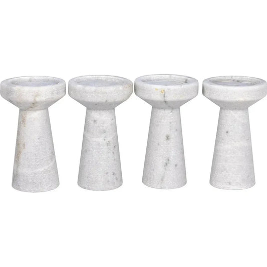 Aleka Decorative Marble White Candle Holder 4PC - LOOMLAN - Noir - Candle Holders