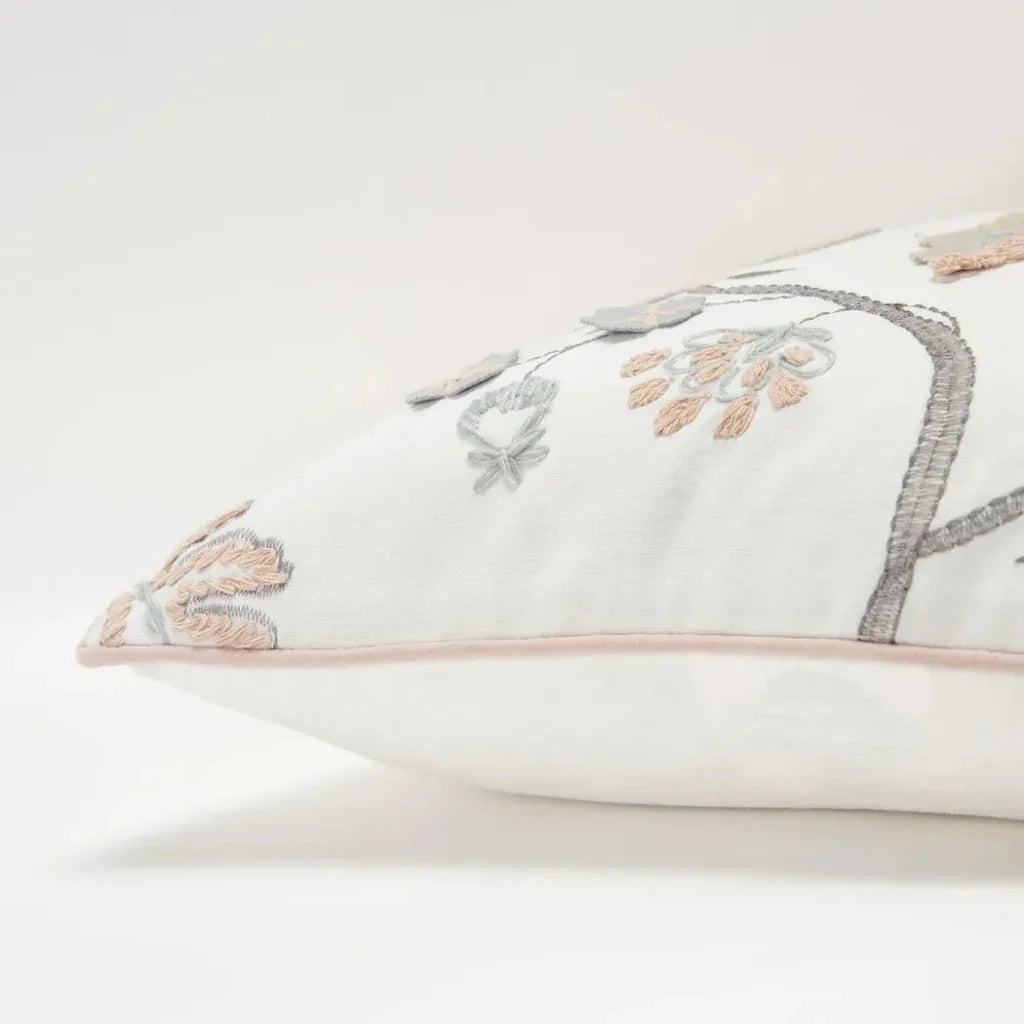 LOOMLAN Alleo Embroidered Floral Blush Pillow Insert
