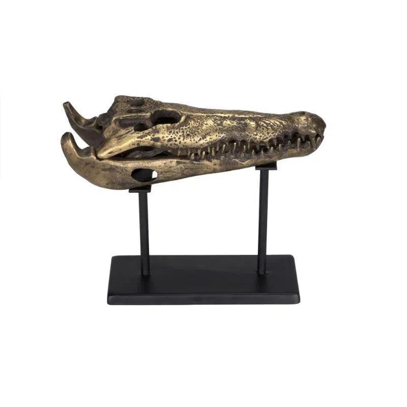 Alligator On Stand Antique Brass Sculpture -- view 21