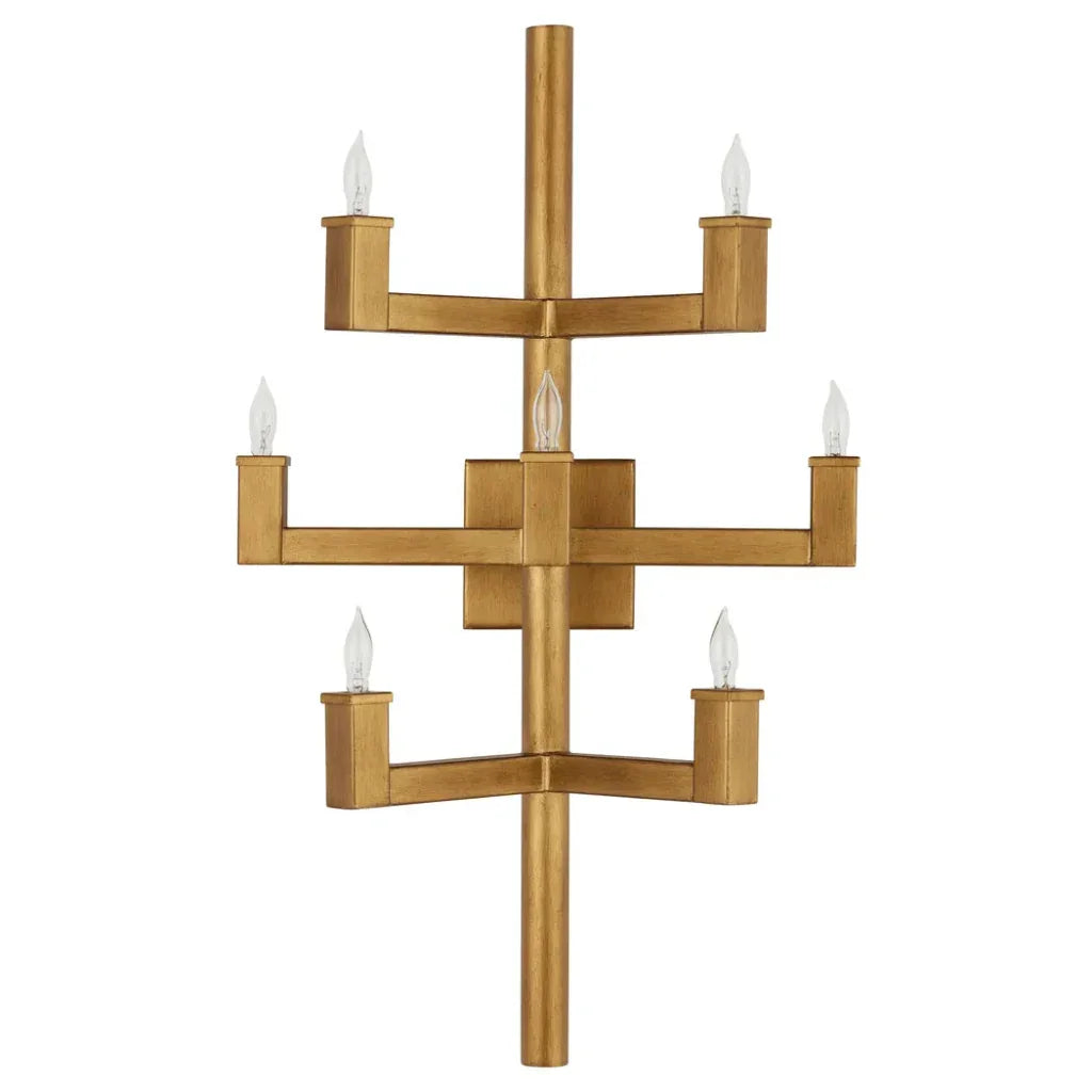 Andre Brass Wall Sconce - LOOMLAN - Currey & Co - Wall Sconces