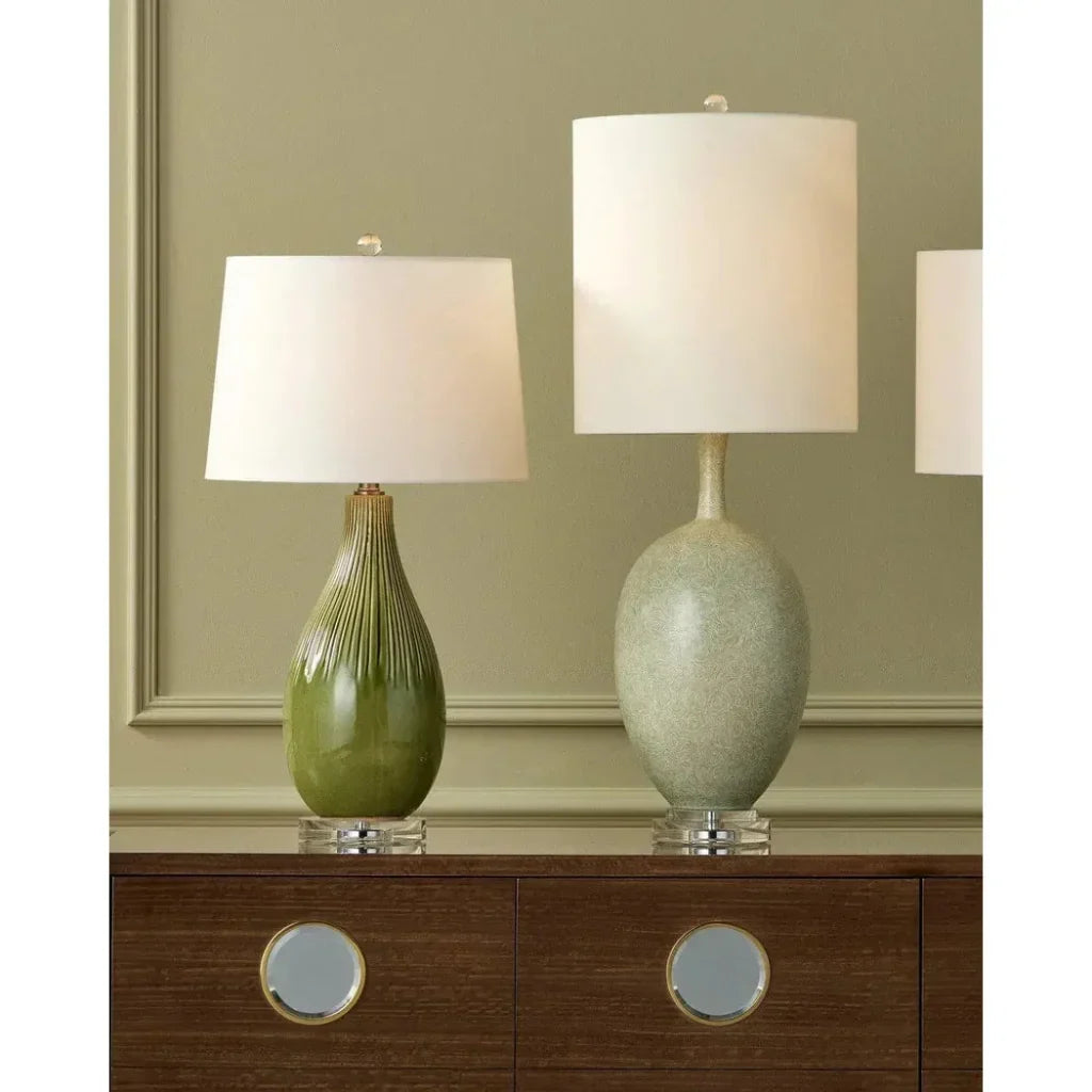 Anjou Ceramic & Optic Crystal Green Table Lamp - LOOMLAN - Currey & Co - Table Lamps