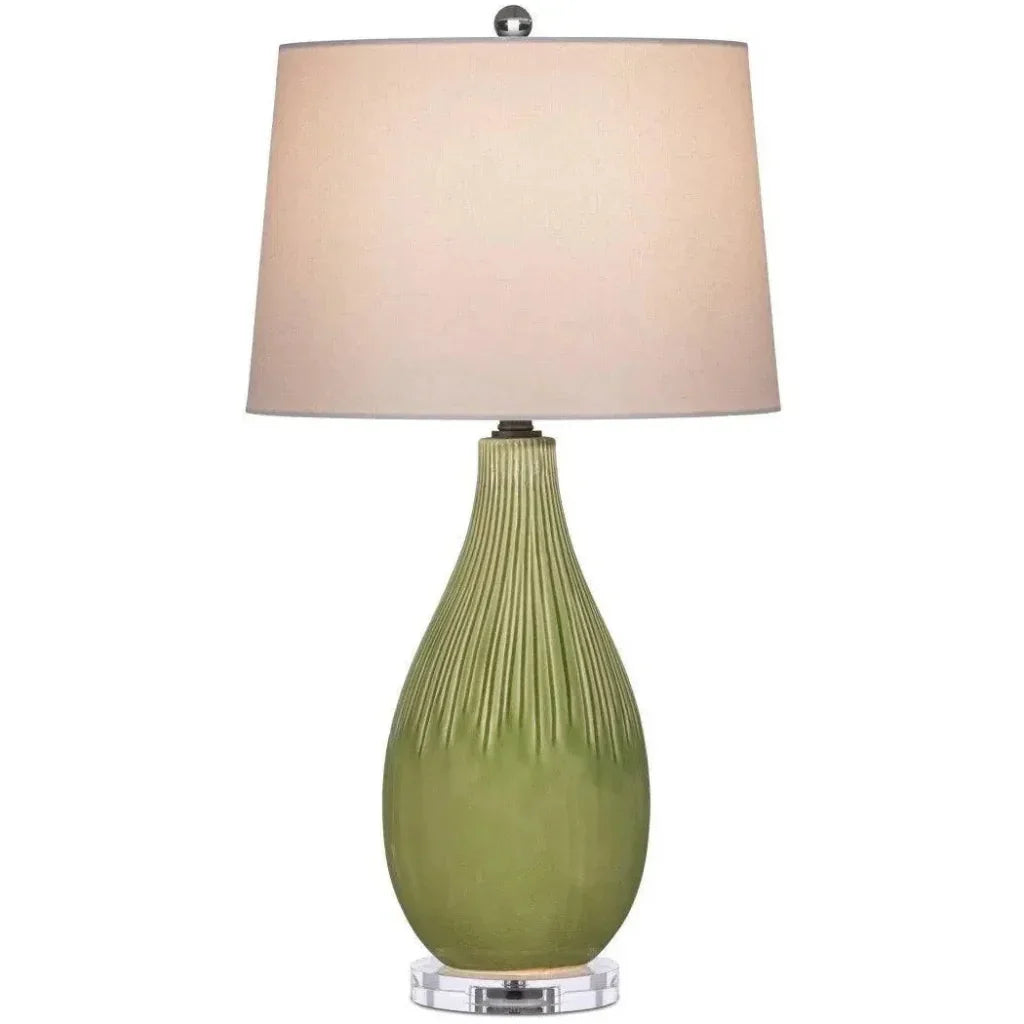 Anjou Ceramic & Optic Crystal Green Table Lamp - LOOMLAN - Currey & Co - Table Lamps