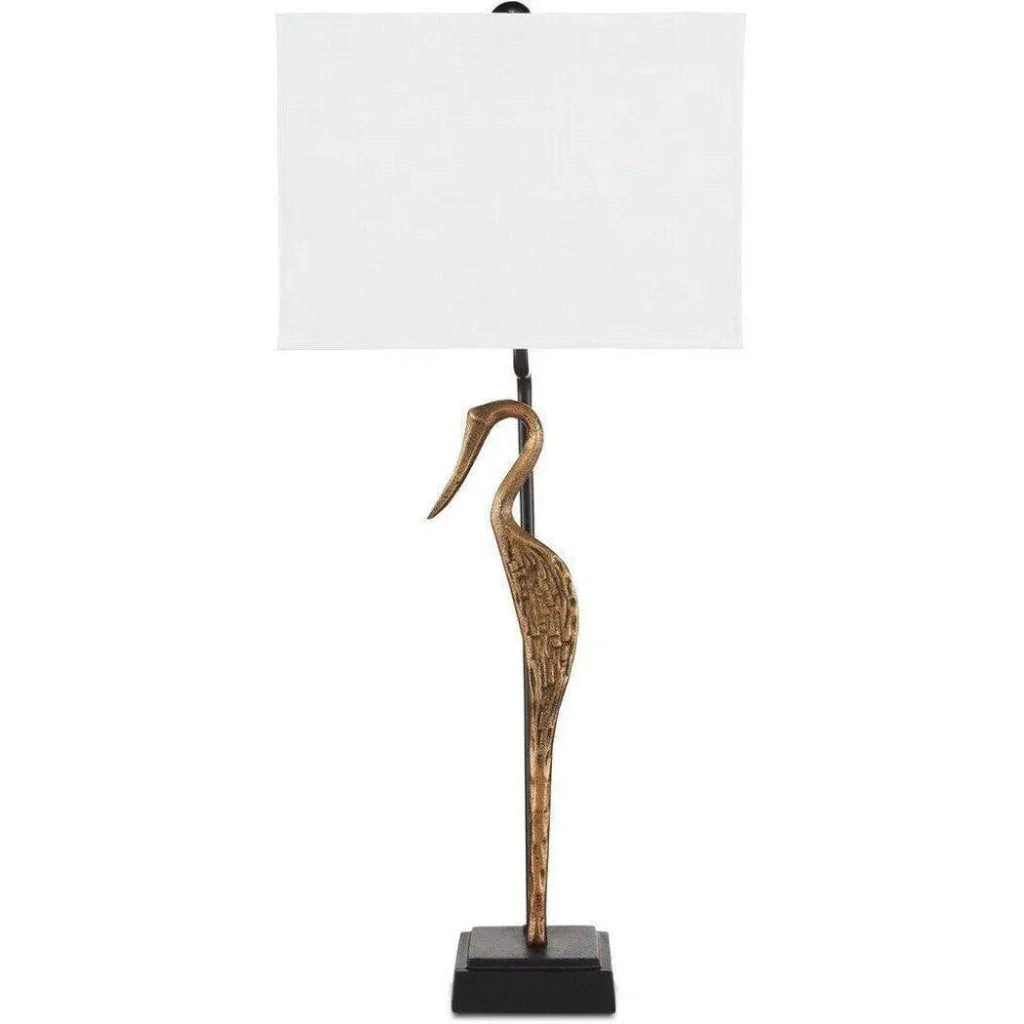 Antique Brass Black Antigone Table Lamp - LOOMLAN - Currey & Co - Table Lamps