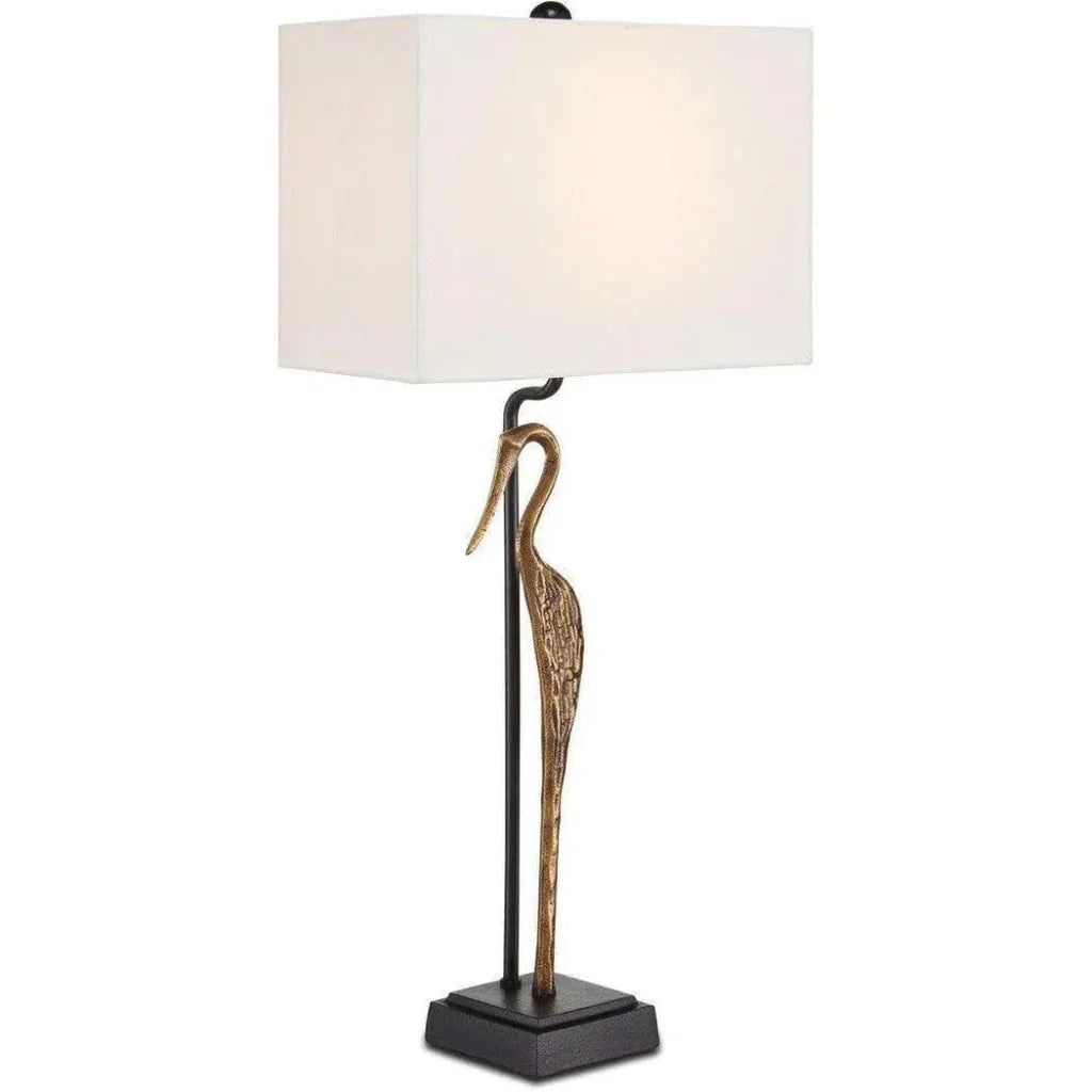 Antique Brass Black Antigone Table Lamp - LOOMLAN - Currey & Co - Table Lamps