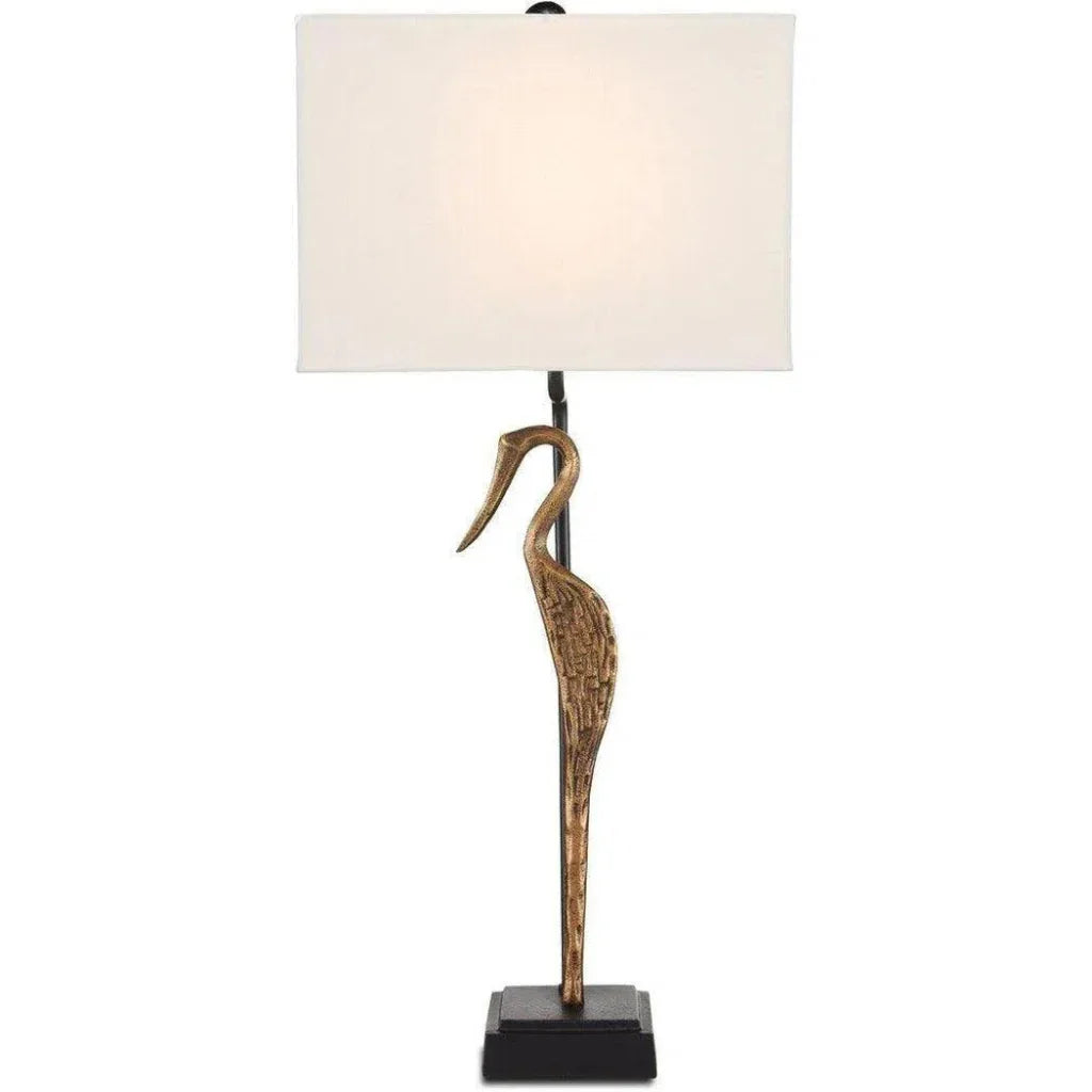 Antique Brass Black Antigone Table Lamp - LOOMLAN - Currey & Co - Table Lamps