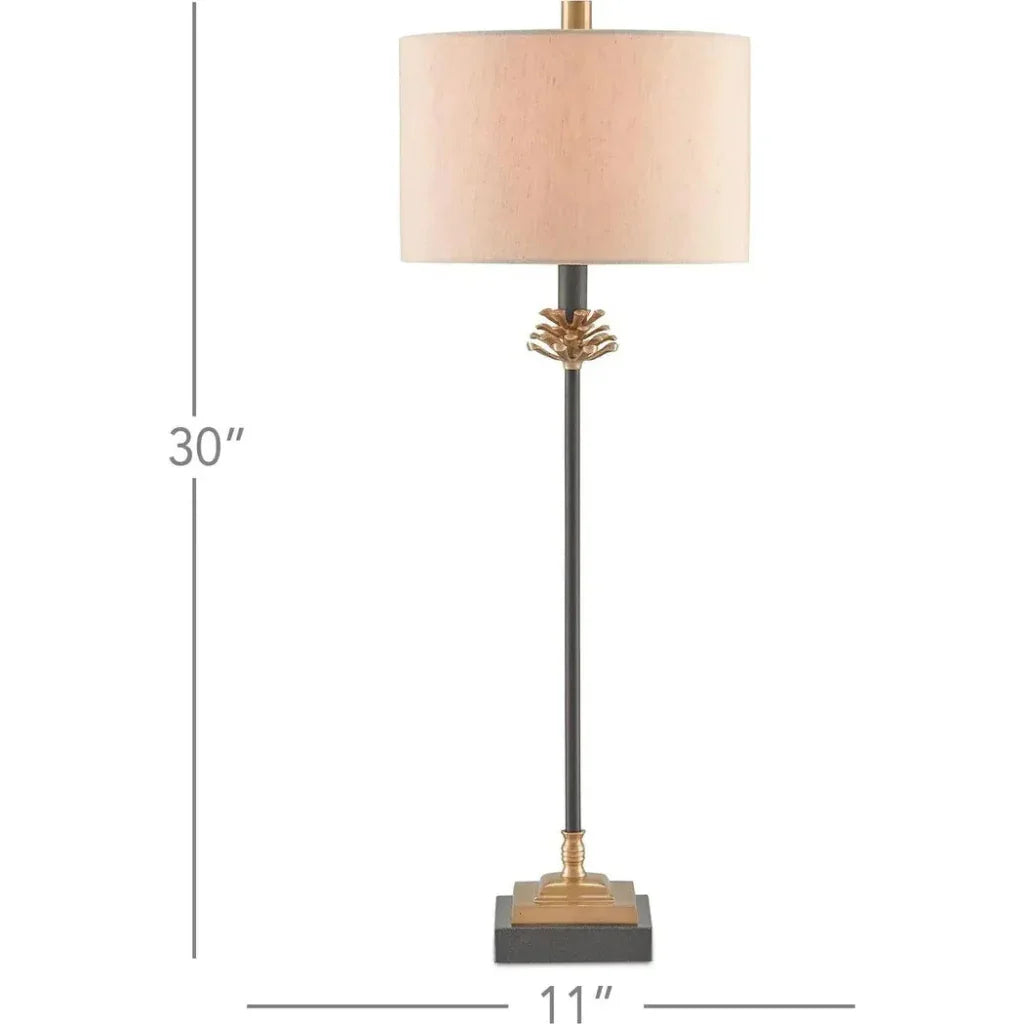 Antique Brass Black Pinegrove Table Lamp - LOOMLAN - Currey & Co - Table Lamps