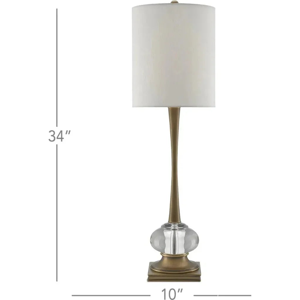 Antique Brass Clear Giovanna Table Lamp - LOOMLAN - Currey & Co - Table Lamps