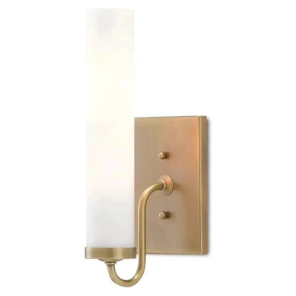 Antique Brass Opaque Glass Brindisi Brass Wall Sconce - LOOMLAN - Currey & Co - Wall Sconces