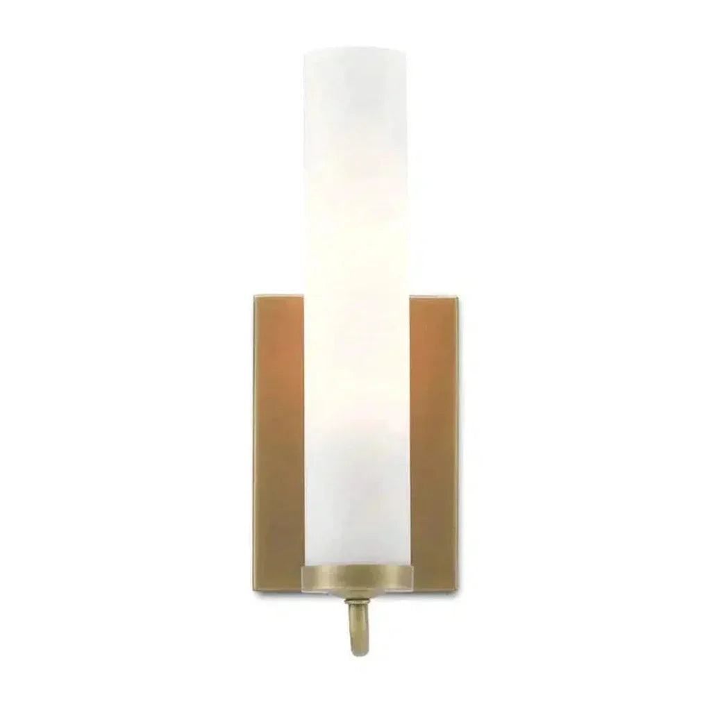 Antique Brass Opaque Glass Brindisi Brass Wall Sconce - LOOMLAN - Currey & Co - Wall Sconces