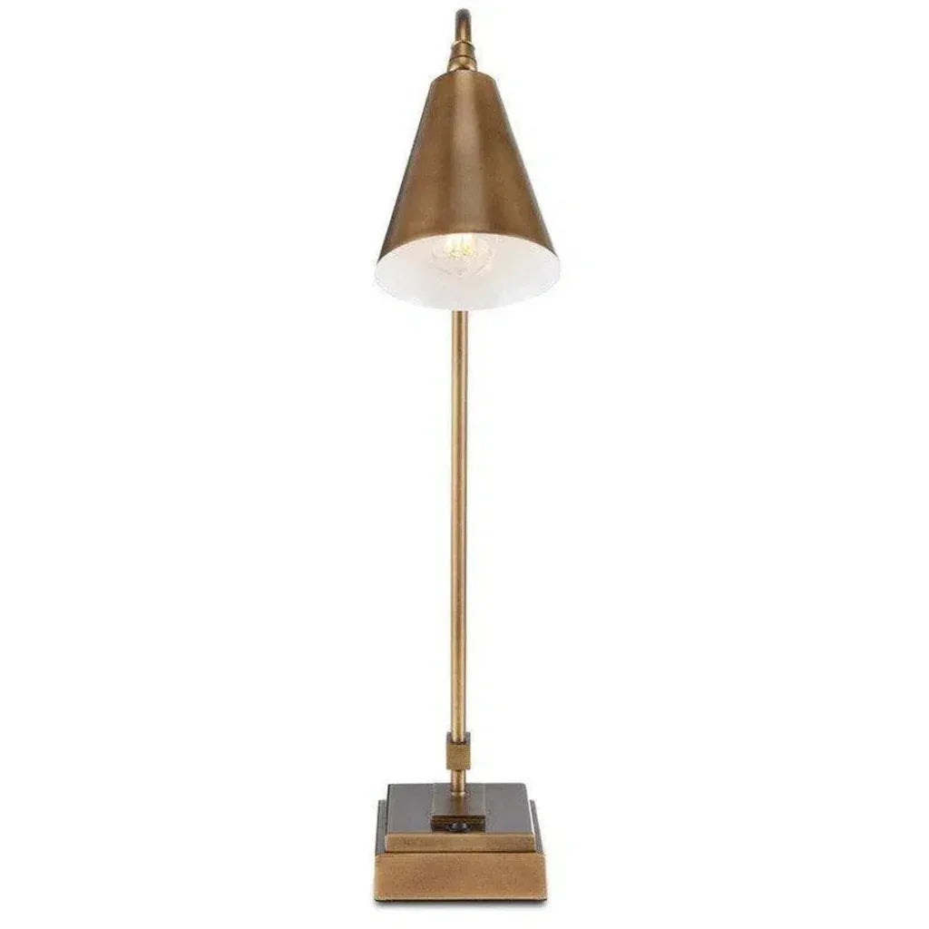 Antique Brass Symmetry Brass Desk Lamp Marjorie Skouras - LOOMLAN - Currey & Co - Table Lamps
