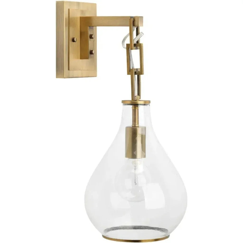 Antique Brass Tear Drop Hanging Wall Sconce - LOOMLAN - Jamie Young - Wall Sconces
