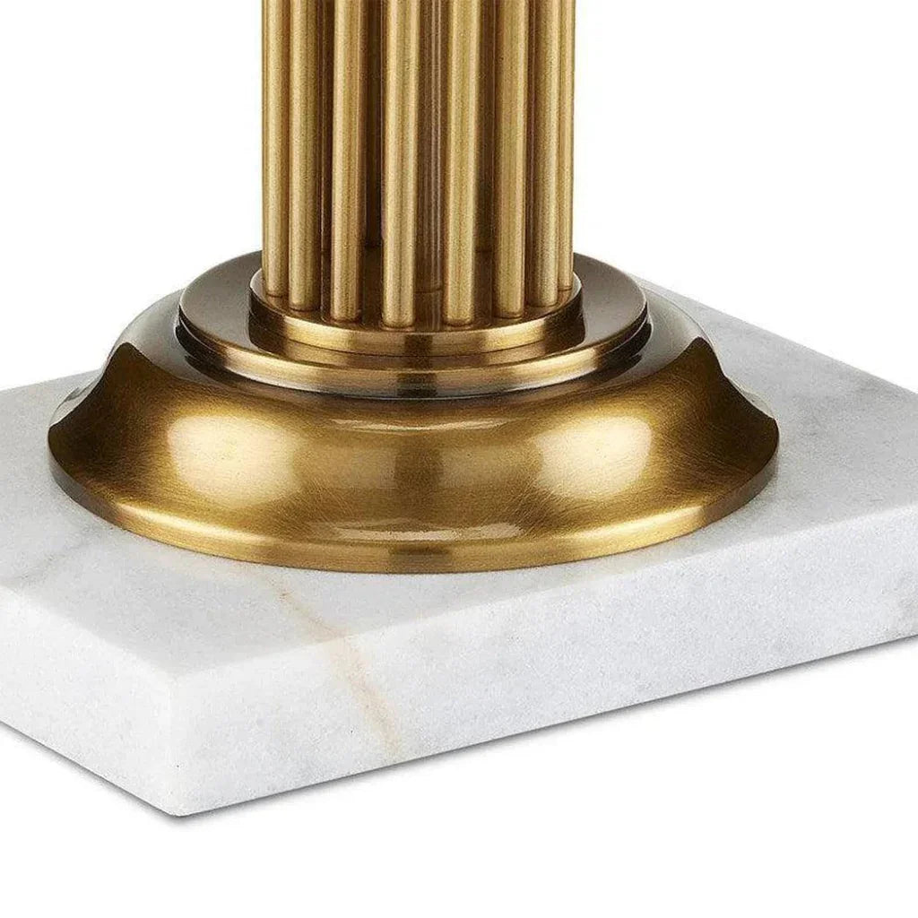 Antique Brass White Marble Allegory Table Lamp - LOOMLAN - Currey & Co - Table Lamps