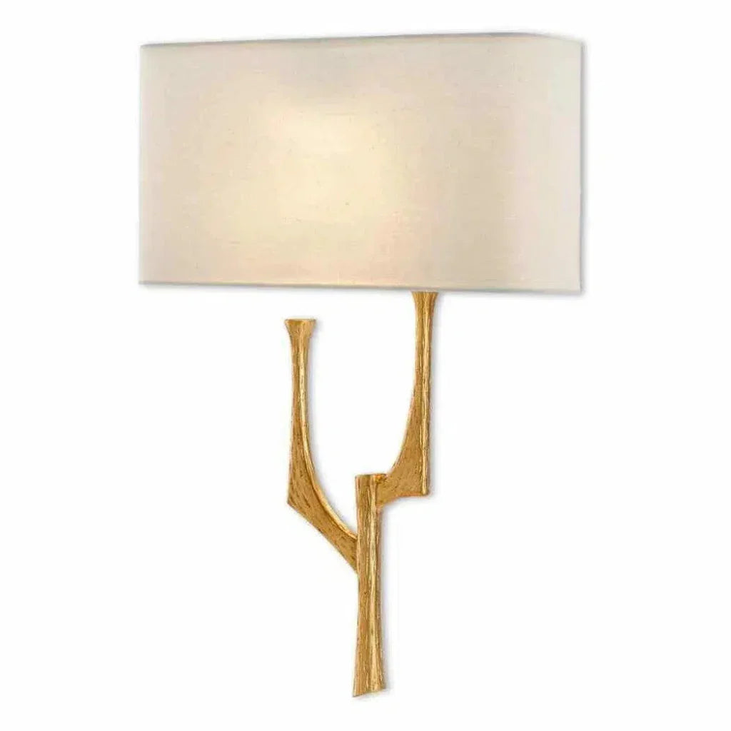 Antique Gold Leaf Bodnant Right Wall Sconce - LOOMLAN - Currey & Co - Wall Sconces