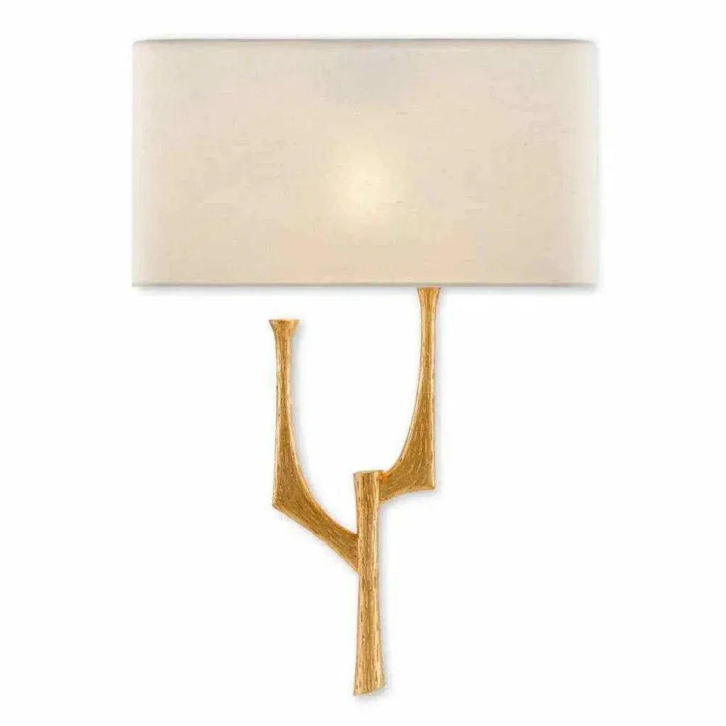 Antique Gold Leaf Bodnant Right Wall Sconce - LOOMLAN - Currey & Co - Wall Sconces
