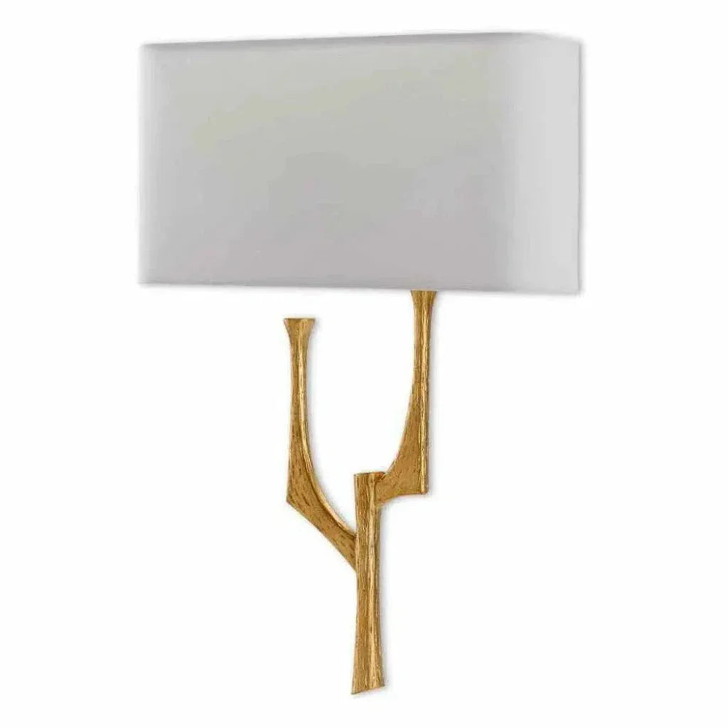 Antique Gold Leaf Bodnant Right Wall Sconce - LOOMLAN - Currey & Co - Wall Sconces