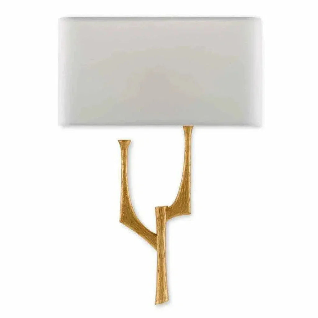 Antique Gold Leaf Bodnant Right Wall Sconce - LOOMLAN - Currey & Co - Wall Sconces