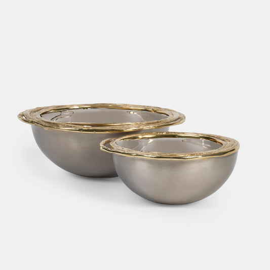 Luho Design House Aurora Polished Steel Bowl 2PC