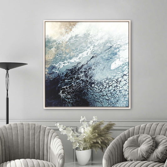 Aveta Wood Frame Blue Canvas Art