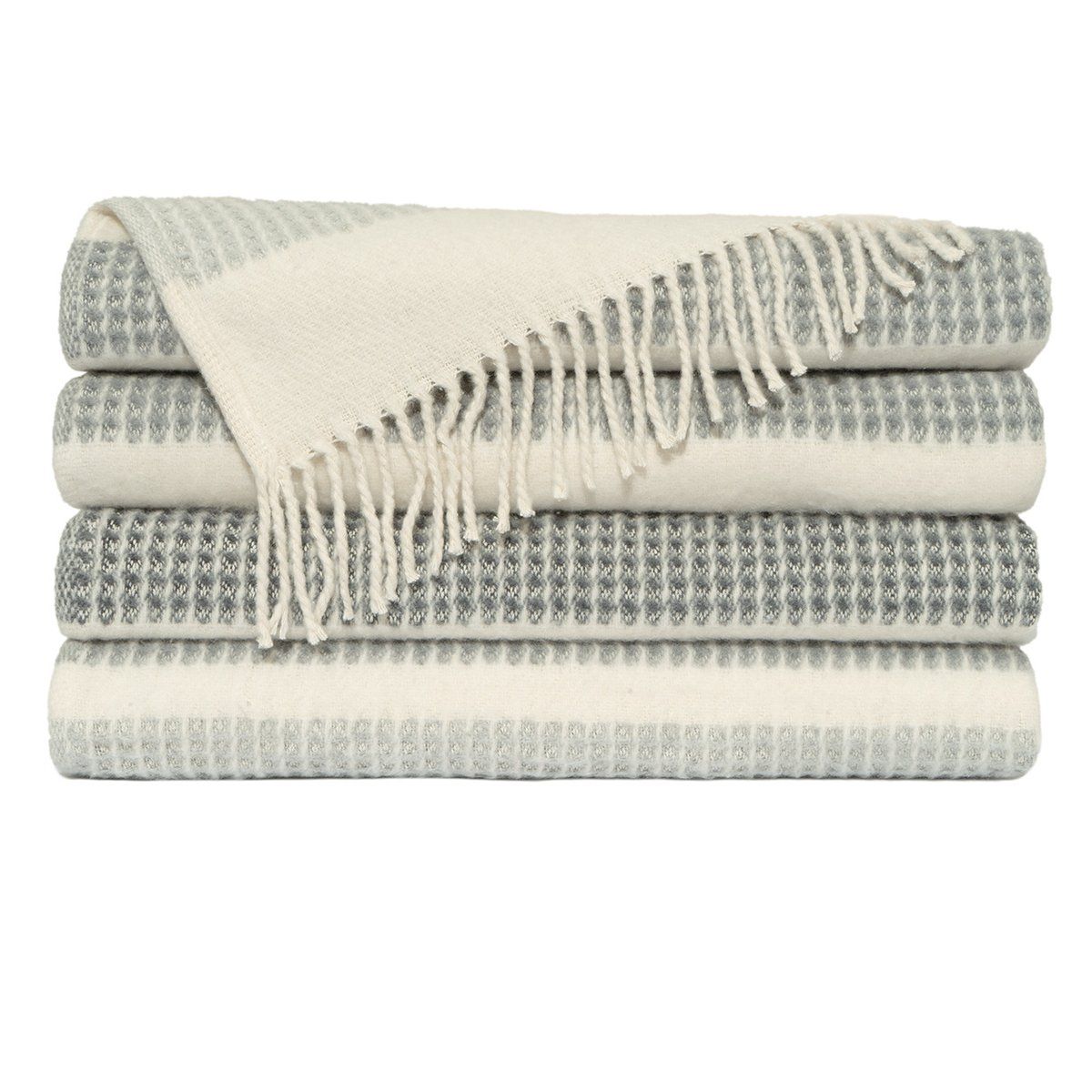 Venecia Cream & Grey Cotton-Blend Throw Blanket 50"x60 -- Cream, Grey