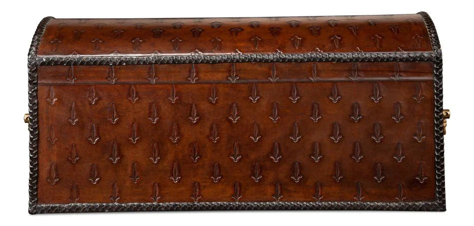 Baron's Reddish Brown Leather Box - LOOMLAN - Sarreid - Boxes & Bowls