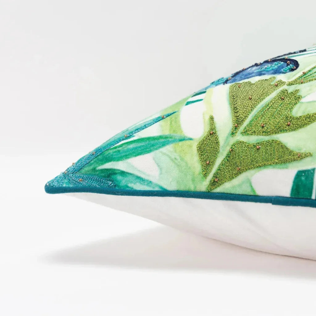 LOOMLAN Beaded Butterflies Coastal Throw Pillow Down Insert