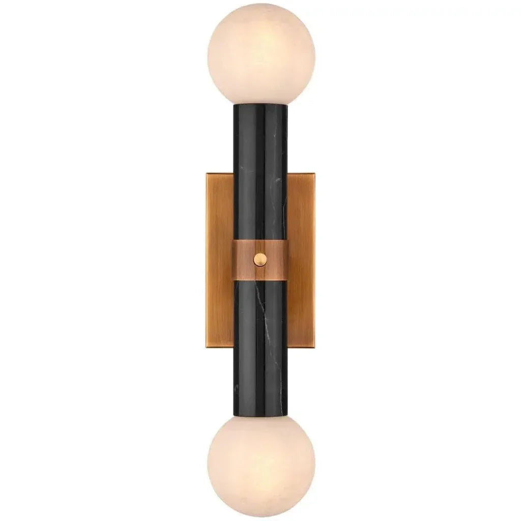 Beatrix Marble & Metal Black Bath Wall Sconce - LOOMLAN - Currey & Co - Wall Sconces