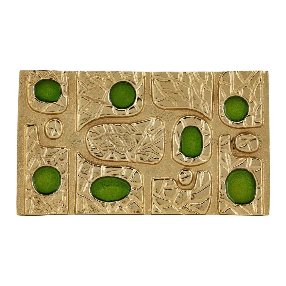 Beau Enamel Monde Gold & Green Box - LOOMLAN - Currey & Co - Boxes & Bowls
