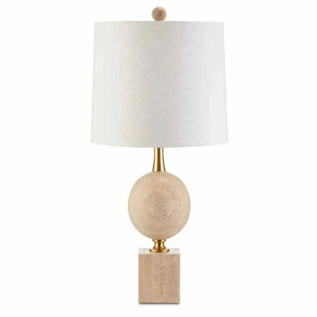Beige Antique Brass Adorno Table Lamp - LOOMLAN - Currey & Co - Table Lamps