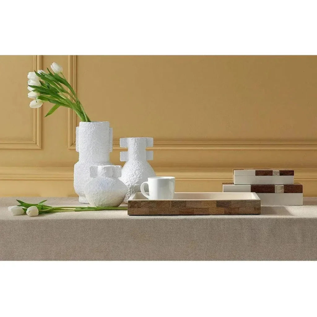 Beige Brown Ivory Natural 1940s Tray - LOOMLAN - Currey & Co - Trays