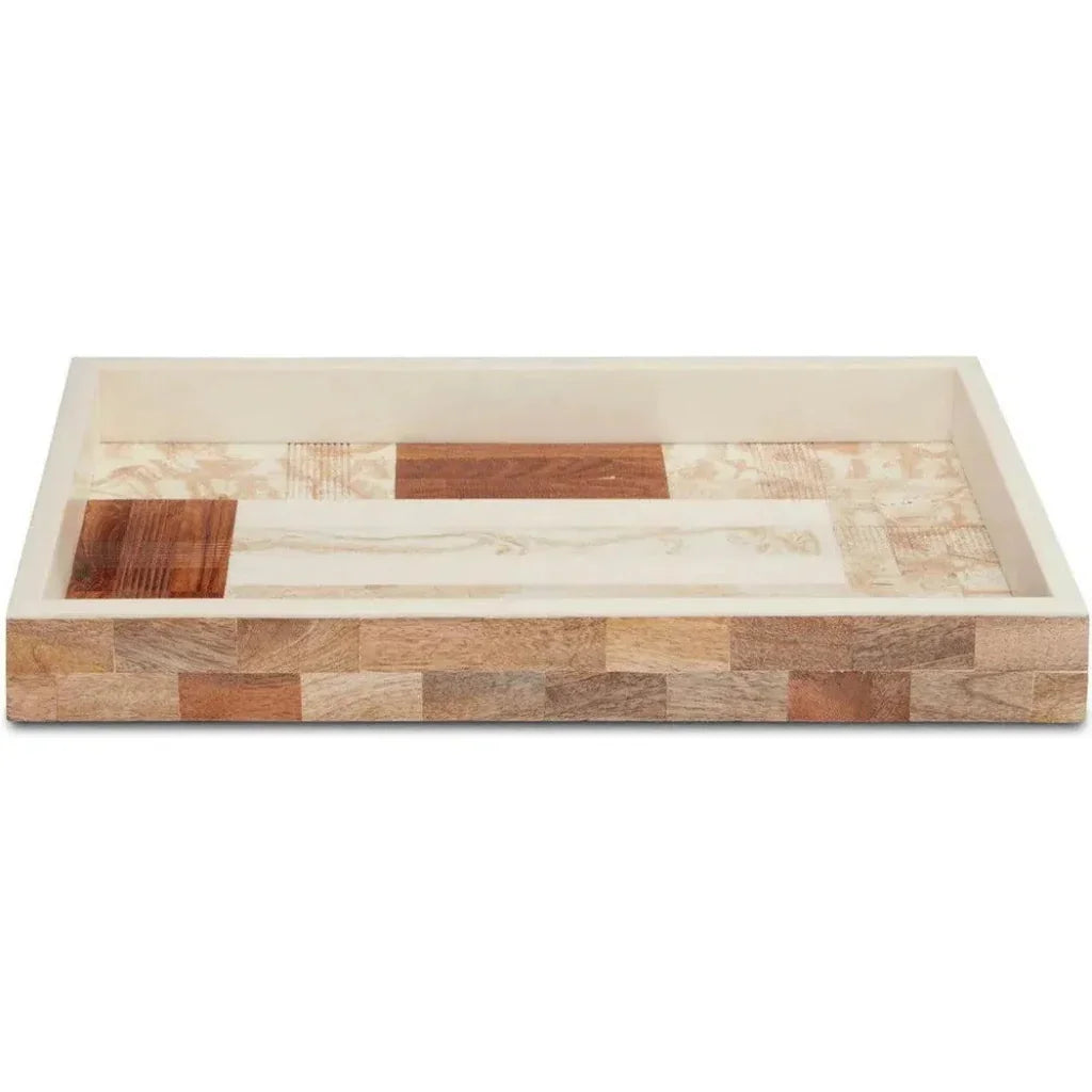 Beige Brown Ivory Natural 1940s Tray - LOOMLAN - Currey & Co - Trays