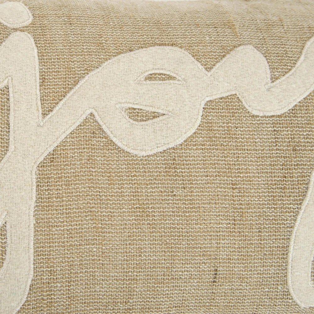 Beige Ronny Word Lumbar Pillow With Insert - LOOMLAN - LOOMLAN - Throw Pillows
