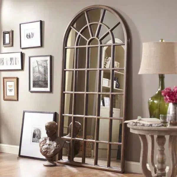 Berwyn Leaner 83" Rectangle Weathered Floor Mirror-Floor Mirrors-Bassett Mirror-LOOMLAN