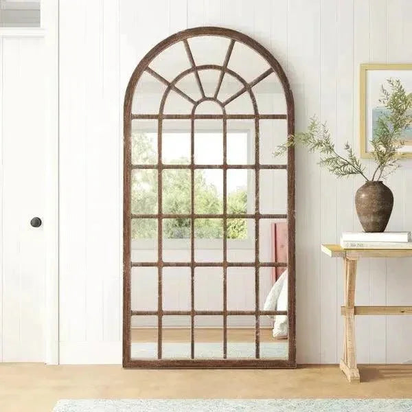 Berwyn Leaner 83" Rectangle Weathered Floor Mirror-Floor Mirrors-Bassett Mirror-LOOMLAN