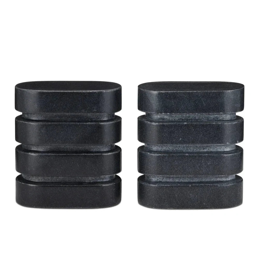Bheslana Black Marble Object (Set Of 2) - LOOMLAN - Currey & Co - Statues & Sculptures