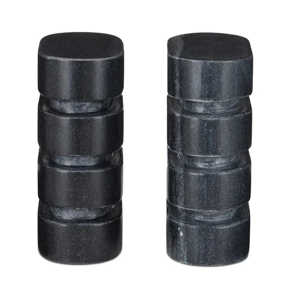 Bheslana Black Marble Object (Set Of 2) - LOOMLAN - Currey & Co - Statues & Sculptures