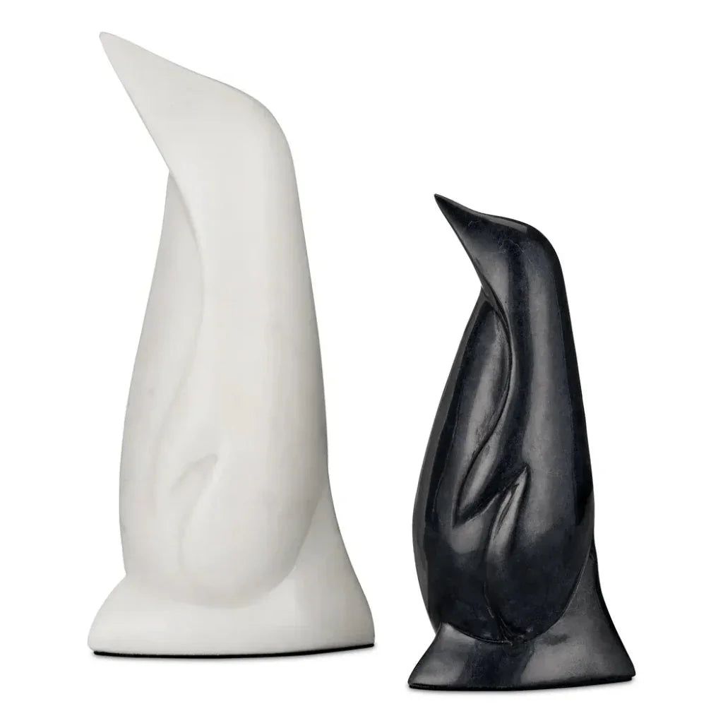 Black & White Penguin Set of 2 - LOOMLAN - Currey & Co - Statues & Sculptures