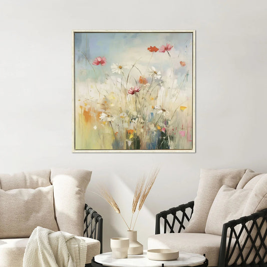 Blooms in the Meadow Blue Canvas Art