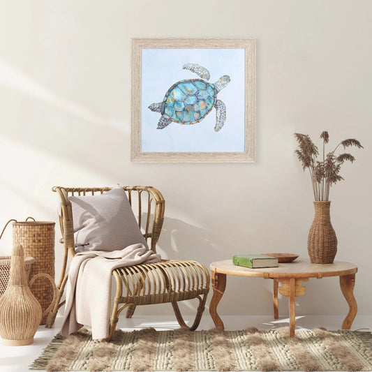 Blue Sea Turtle Glass Front Canvas Art