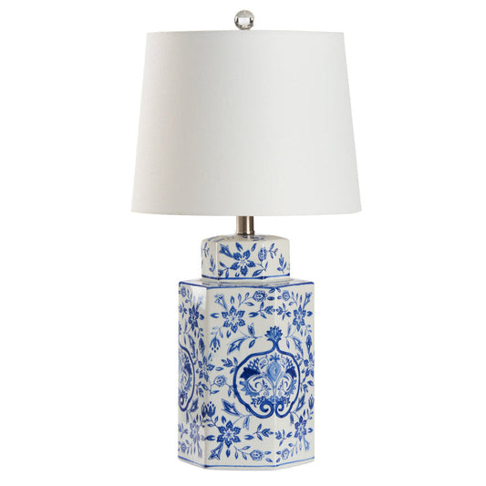 Blue & White Hexagon Shape Ceramic Table Lamp