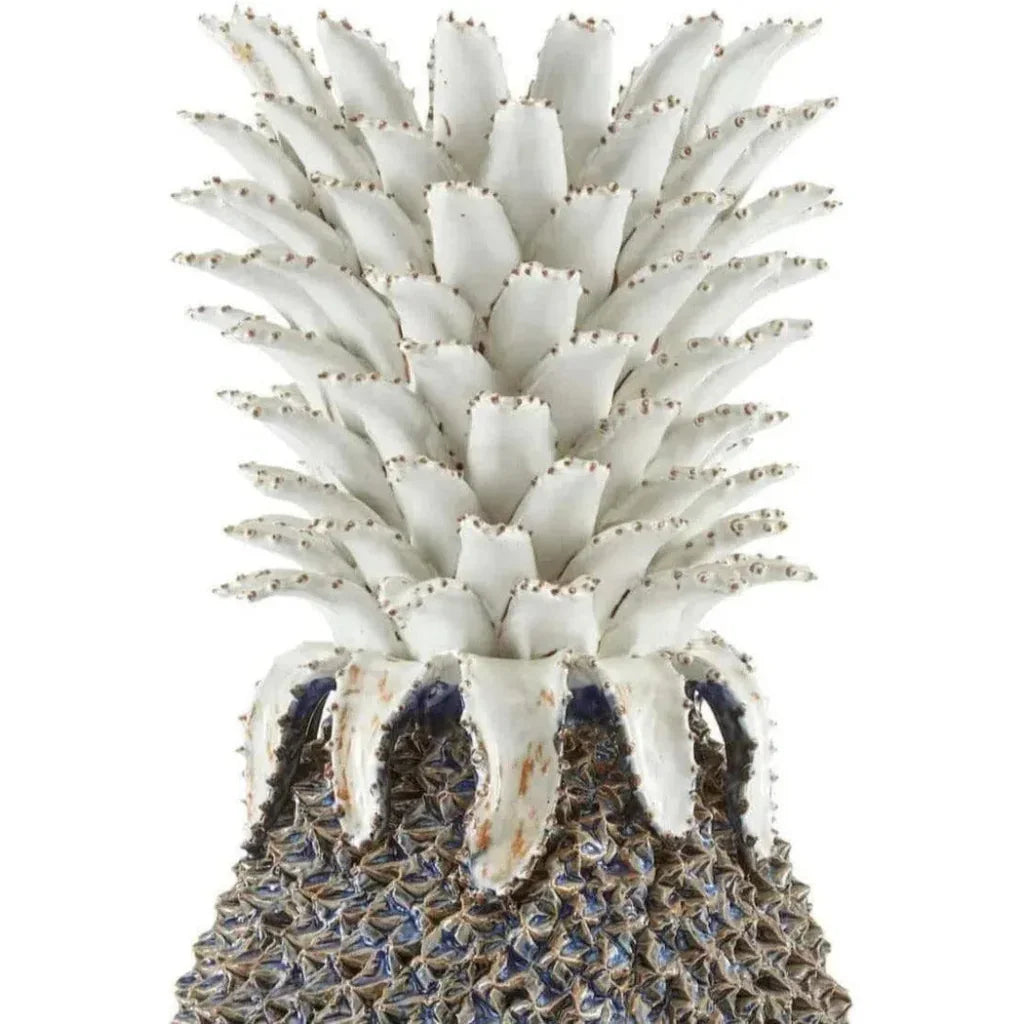 Blue White Waikiki Large Blue Pineapple - LOOMLAN - Currey & Co - Statues & Sculptures