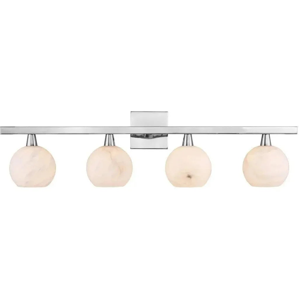 Bombelles Metal & Alabaster Silver Bath Bar - LOOMLAN - Currey & Co - Wall Sconces
