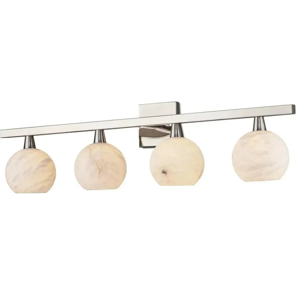Bombelles Metal & Alabaster Silver Bath Bar - LOOMLAN - Currey & Co - Wall Sconces