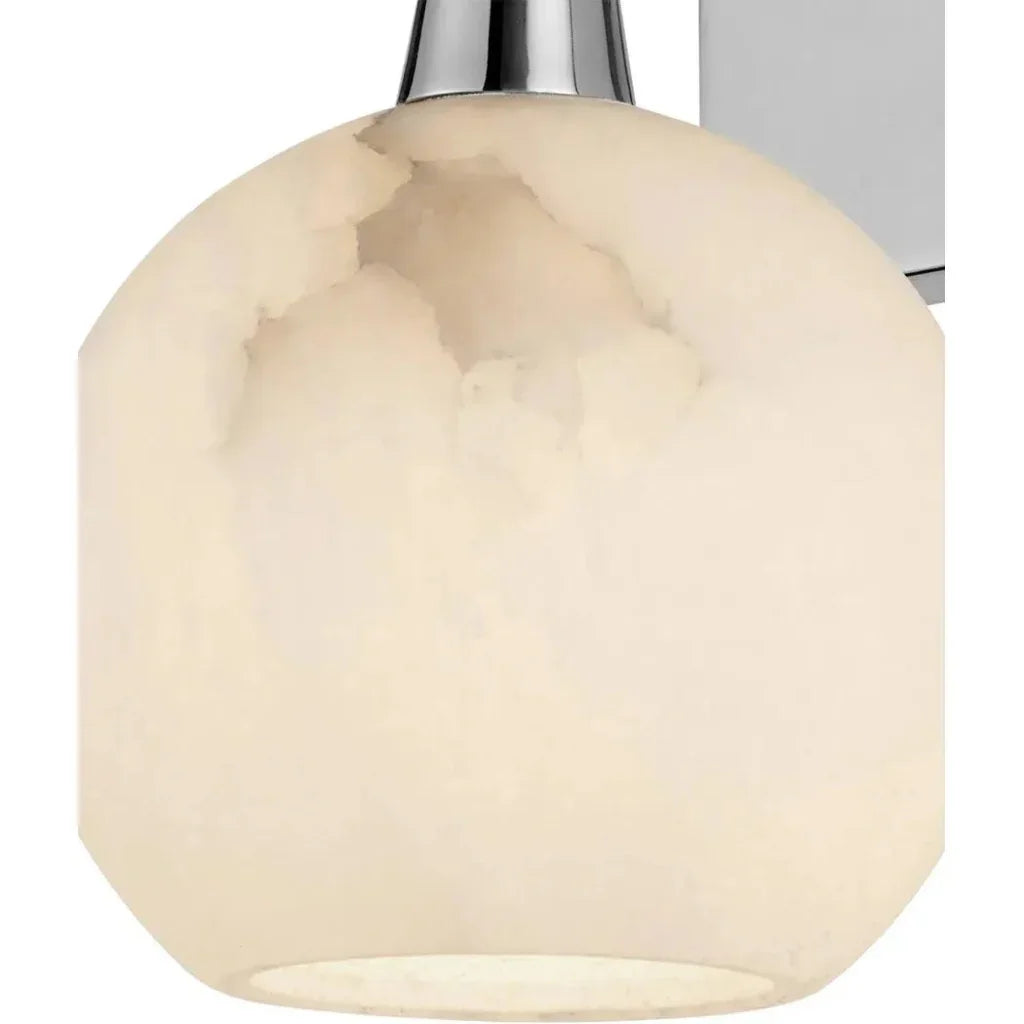 Bombelles Metal & Alabaster Silver Bath Wall Sconce - LOOMLAN - Currey & Co - Wall Sconces