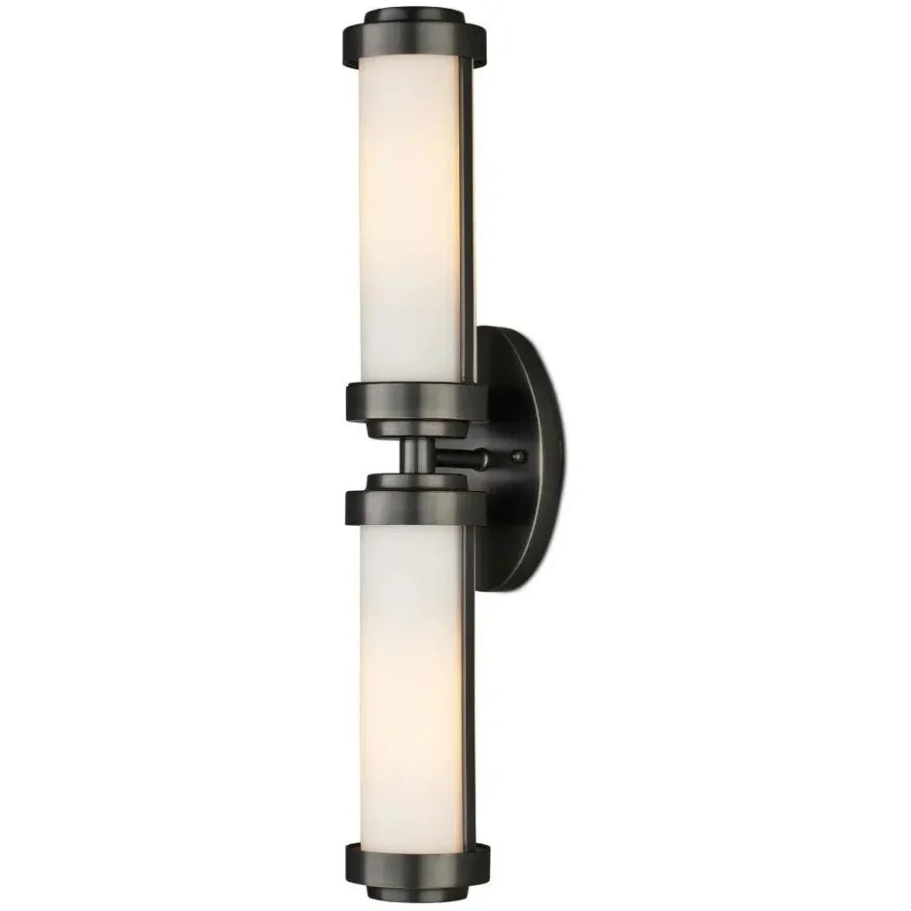 Bowland Metal & Glass Black Bath Wall Sconce - LOOMLAN - Currey & Co - Wall Sconces