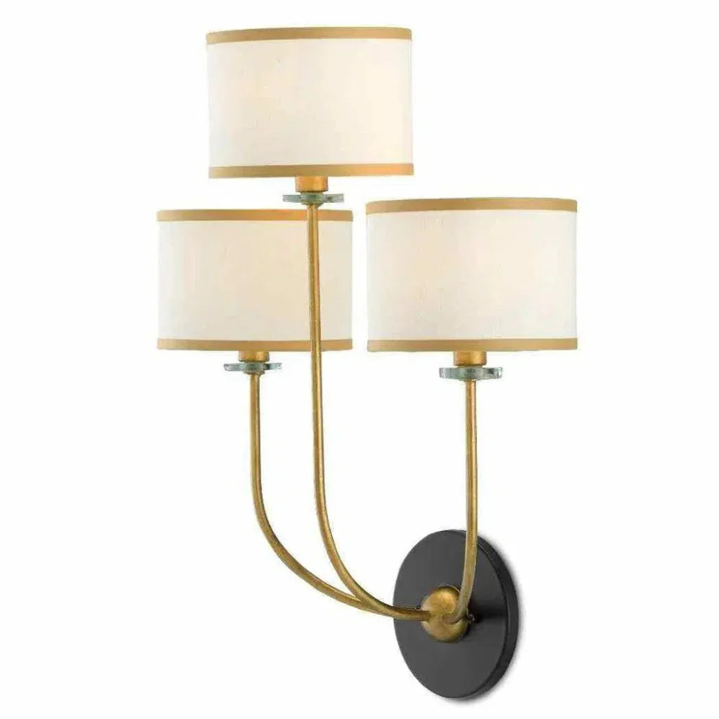 Brass Satin Black White Croydon Wall Sconce - LOOMLAN - Currey & Co - Wall Sconces